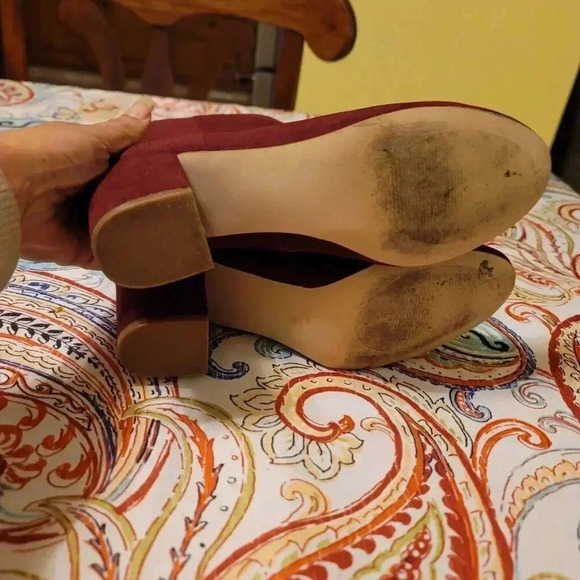 steve madden Critic Maroon Suede Ankle Boots Block Heel Women's Size 10M - Picture 5 of 8